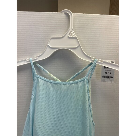 New Ideology Girls Layered-Look Active Tank Light Blue overlay Size 16 XL - Picture 3 of 8
